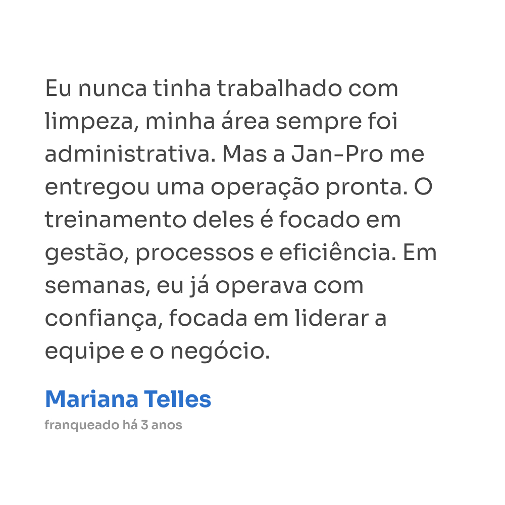 Franquia V2 Jan-Pro do Brasil - Serviços de Limpeza Comercial DEP-03